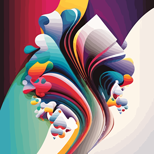 vector design with playing cards, flowing multicolored abstract