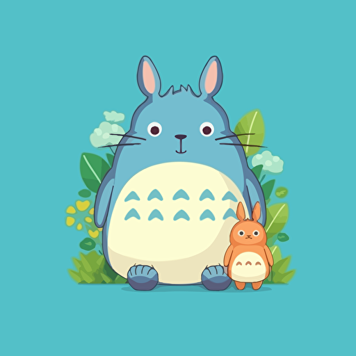 My neighbor totoro in the style of Bluey from ABC. Vector based kids show. Pastel colors. Bright and cheery