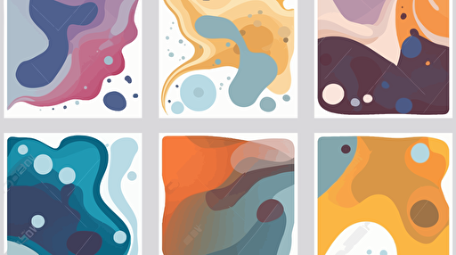 vector poster fluid shapes, color codes #d86245, #fc7c6f, #50889c, #a6gbfd4,