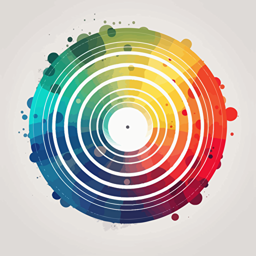 create a simple vector-style logo with broadcasting radio waveforms :: rounded circles :: chakra colors :: broadcasting :: white backround, very simple forms