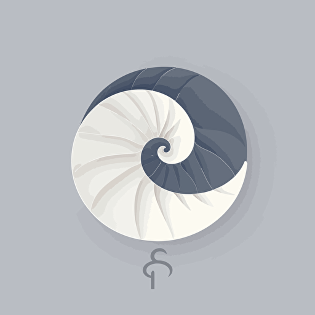 A fibonacci spiral shell brand logo for an architect, simple vector