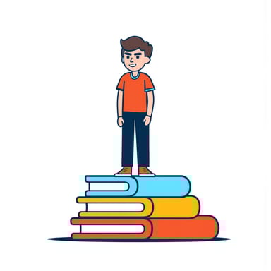 students standing on gigantic books