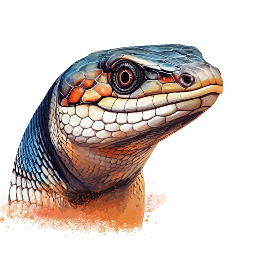 Blue-Tongued Skink looking straight in the camera, white bg, vector