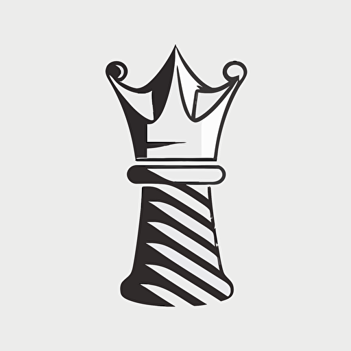 a minimal vector logo, chess king piece, chef hat, white background, black and white