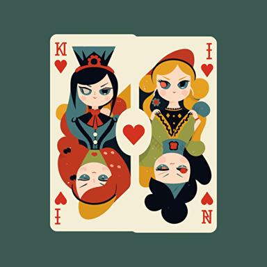 Powerpuff Girls, Powerpuff Girls as playing card, Simple, Minimalist, painting, illustration, vector