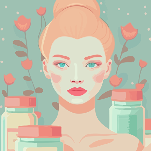 flat vector art illustration,skin care lady