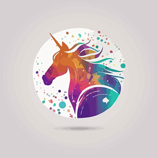 simple abstract icon,minimal,modern, digital, with unicorn, mandala color,white background,Vector,