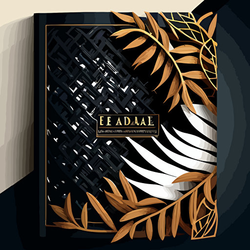 make the first page of the catalog,place for the logo, leave the place for the name empty,rattan designe,rattan,colors black, dark blue and white, modern style,A4 format,vector,