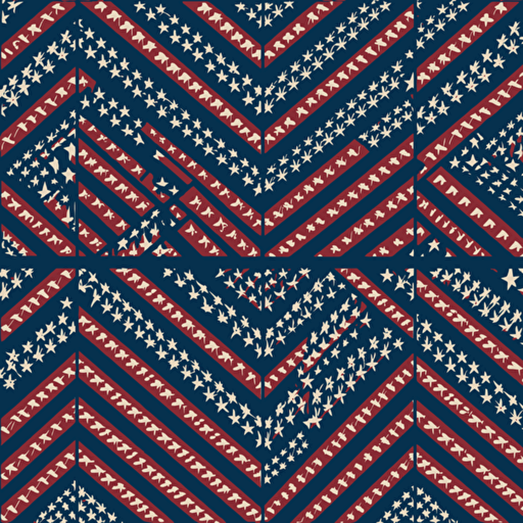 vector illustration, continuous repeating pattern of America flag design pattern, in vivid colors