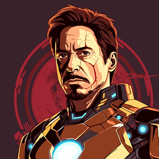 Iron Man，thinking, avatar, anime style，vector