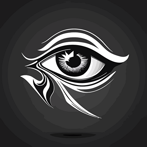 black and white vector, eye of horus, y2k style logo, smooth