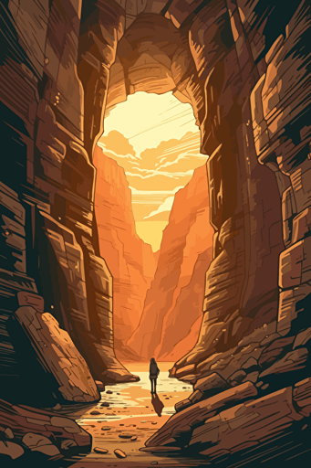petra in jordan, illustration, painting, bright lighting, sun in sky, flat,vector