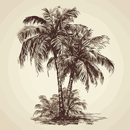 vitntage palm tree vector illustration, hand drawn