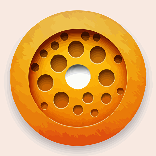icon, orange circle with holes in the middle, vector