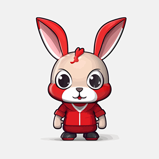 a vector picture in Unreal Engine of a serious rabbit funko pop dressed in Arsenal soccer colors clothes, white background for a clean, minimalist design