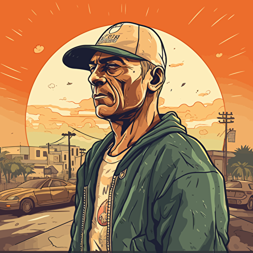 create an image inspired by the phrase “on the way”, age old wisdom and a zen circle, animated, vector, sticker style, grand theft auto V theme art no background