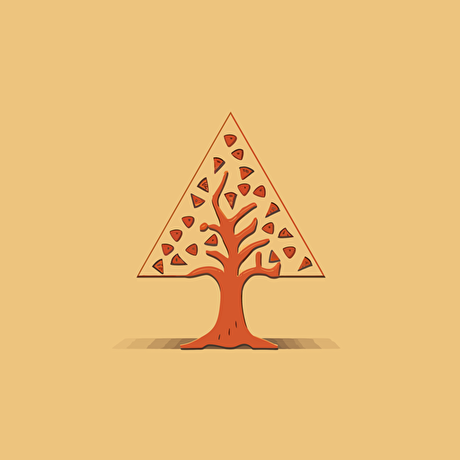 minimal brand logo, vector, clever, wes anderson, flat logo of a tree shaped like a pizza with teeth