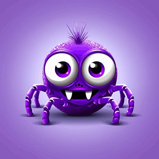 funny, spider, childfriend, vector, simple, purple, small tooth, cute eyes, big eyes