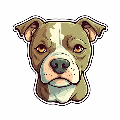 tan red nose american pitbull terrier dog with light green eyes sticker, cartoon, Vector, soft contour, White Background