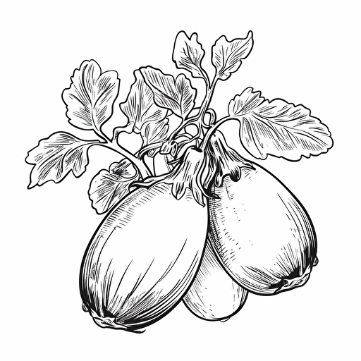 eggplant on a white background, vector, contour
