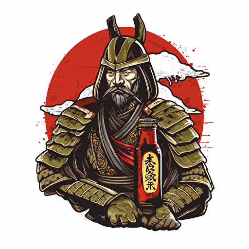 samurai Beer, vector art, white background
