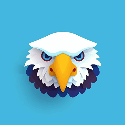 Creative, flat design, vector illustration, happy eagle head, side view, open mouth,