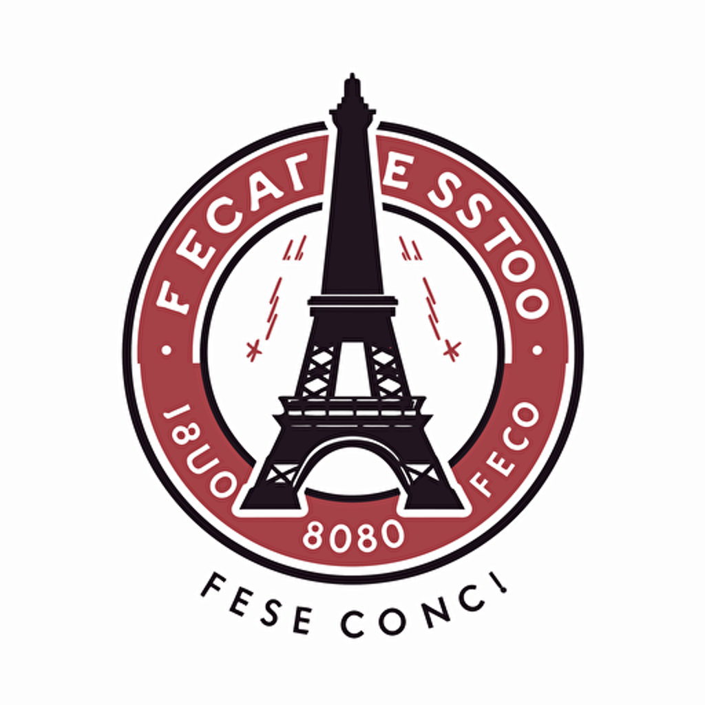 a minimalistic logo for French Stamps Co, combining a stylized Eiffel Tower and a stamp, flat vector