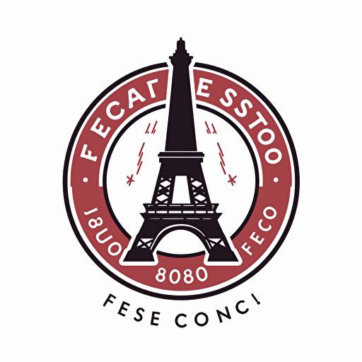 a minimalistic logo for French Stamps Co, combining a stylized Eiffel Tower and a stamp, flat vector
