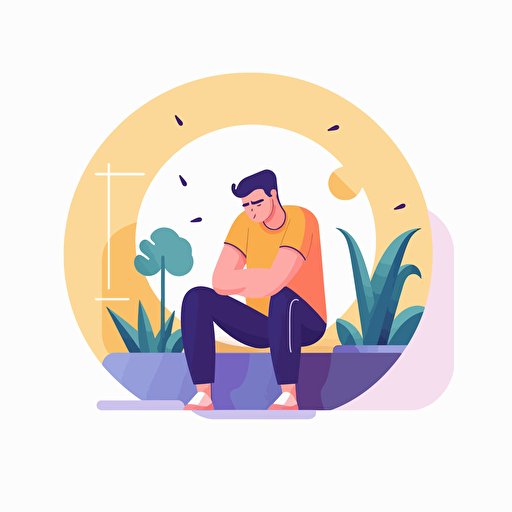 illustration of "lack of focus and motivation". Style: flat vector simplistic illustration in pastel colors with white background