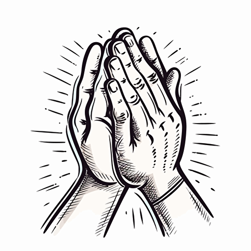 hand clapping. Vector cartoon doodle style, plain white background,