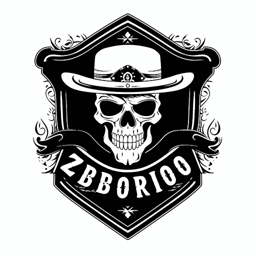 An Emblem for Football Club called Zorro Blanco. Initials ZOB. Vector logo. Simple. Unreal Engine. White background.