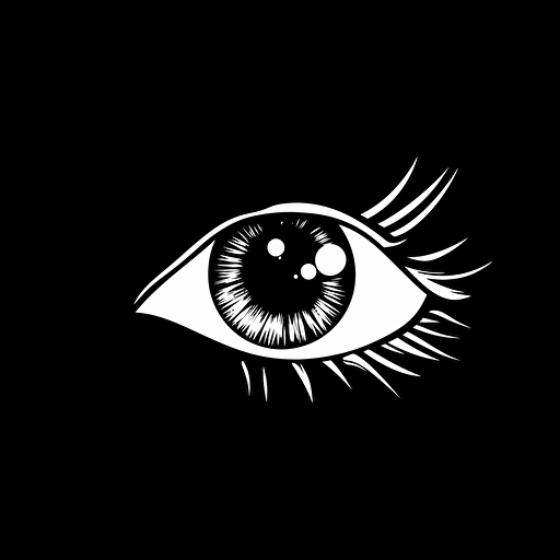 a basic iconic logo of an eye in cartoon style without much detail, vector black, background white
