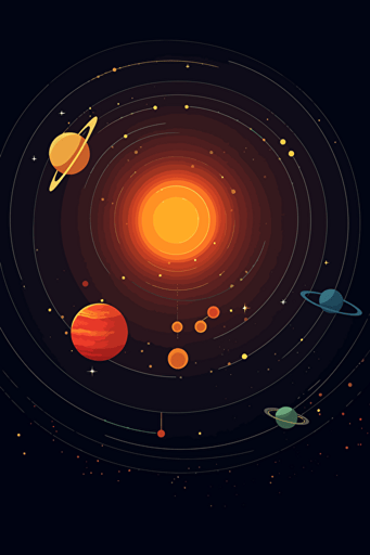 solar system, abstract, minimalistic vector,