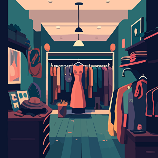 A VECTOR illustration of an inside of a clothing shop