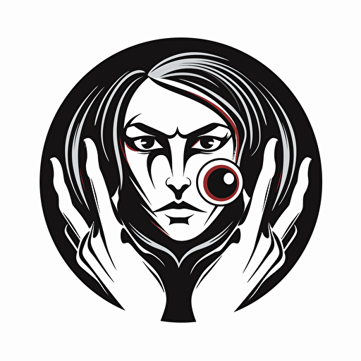 a vector logo for a bowling team named Minority Report, white background