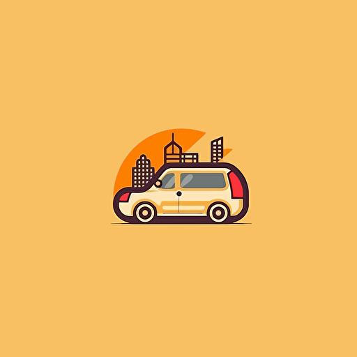 logo for ride-sharing company, flat 2d, vector, minimalist, simple, warm colors, square with rounded corners, dribbble and behance inspired