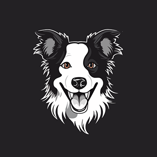 dog logo border collie funny vector simple