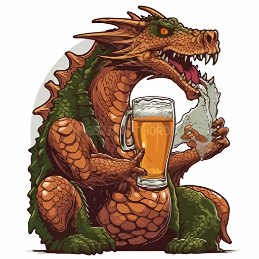 An dracola drinking a huge pint of beer, no background, fantasy art, vector image,