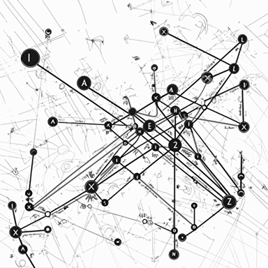 Plot "map with the route from point A to point B?", illustration, black and white vector style, business coaching context