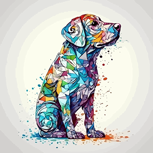 imagine a dog made out of toilet paper, beautiful design, stylized, white background, vector, splash art