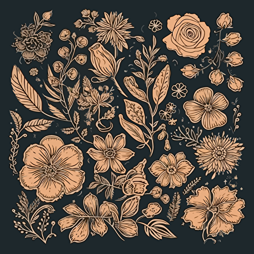 set of floral elements, vector illustration style.