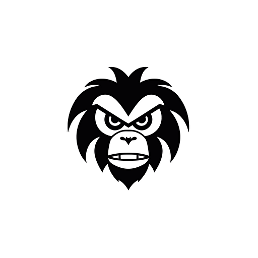 a black and white logo of a menacing angry monkey, vector, simple, by Paul Rand