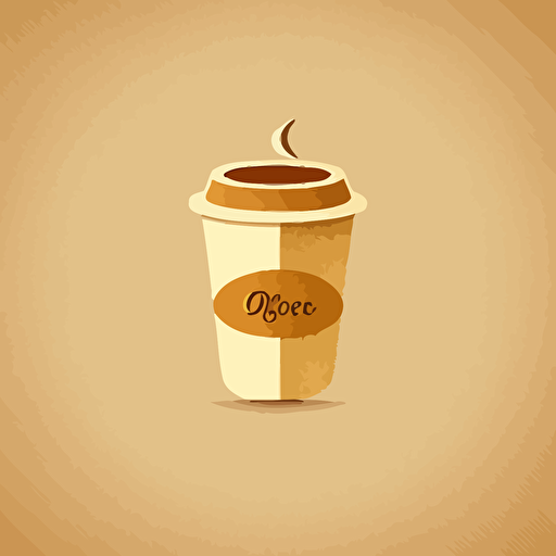 simple flat coffee cup logo for a cafe, beige background, vector style