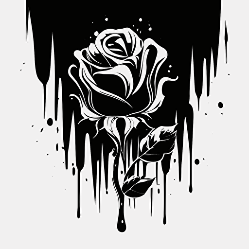 brand logo, black and white art, flat vector art, flat tones, melting rose