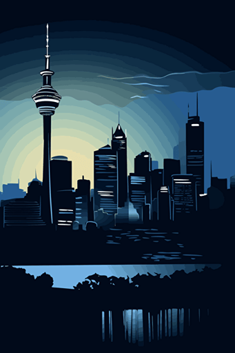 sydney skyline, vector art, wistful,