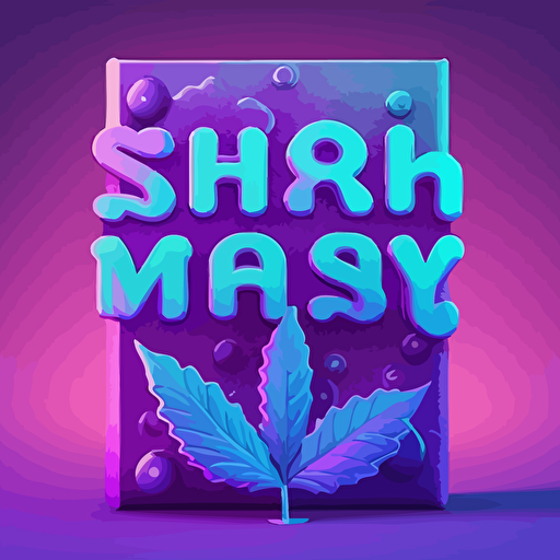 character as a candy bar, high of marihuana, looking like a junky, simple vector art style, simple illustration, vector, hdr, purple and neon blue. color,