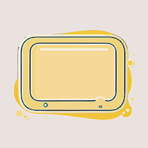 vector sticker design, cute kawaii simple rectangle border, logo style pastel yellow toning