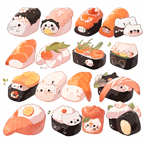 sushi, vector art, white background