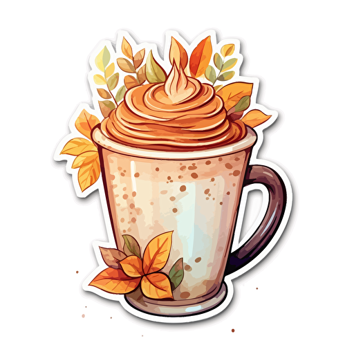 watercolor vector illustration boho latte art sticker white background