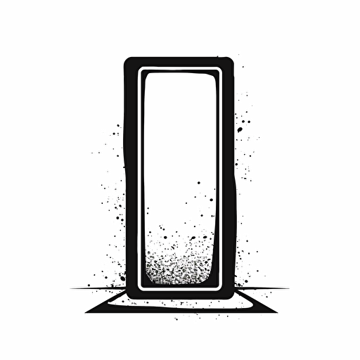 Rectangle monolith from 2001 space oddisey, looking at the camera, minimal, outline strokes only, black and white, logo, vector, white background